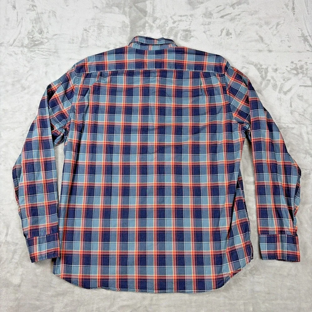 J.Crew Button Down Shirt Mens XL Blue Plaid Heathered Cotton Long Sleeve 47166